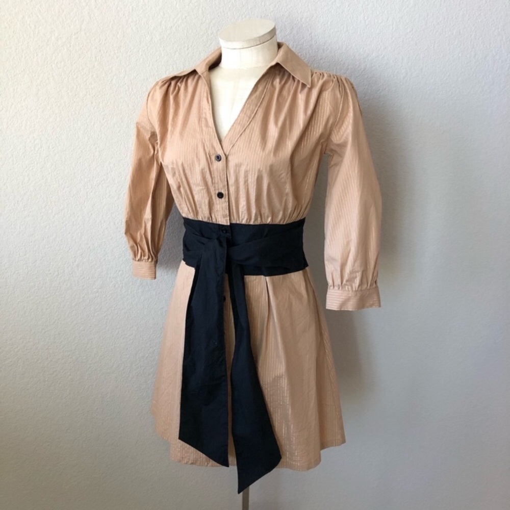 Bisou Bisou tan/black shirt dress